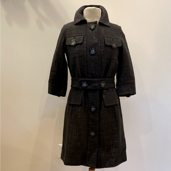 Vertigo Paris Womens Black Long Blazer or. Coat w Belt / Size Small - Picture 1 of 16